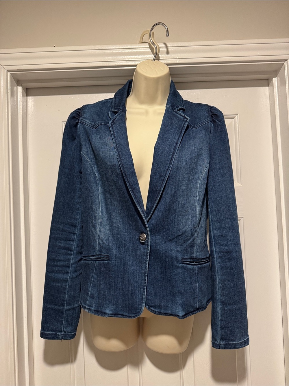 INC International Concepts Dark Blue Denim Blazer